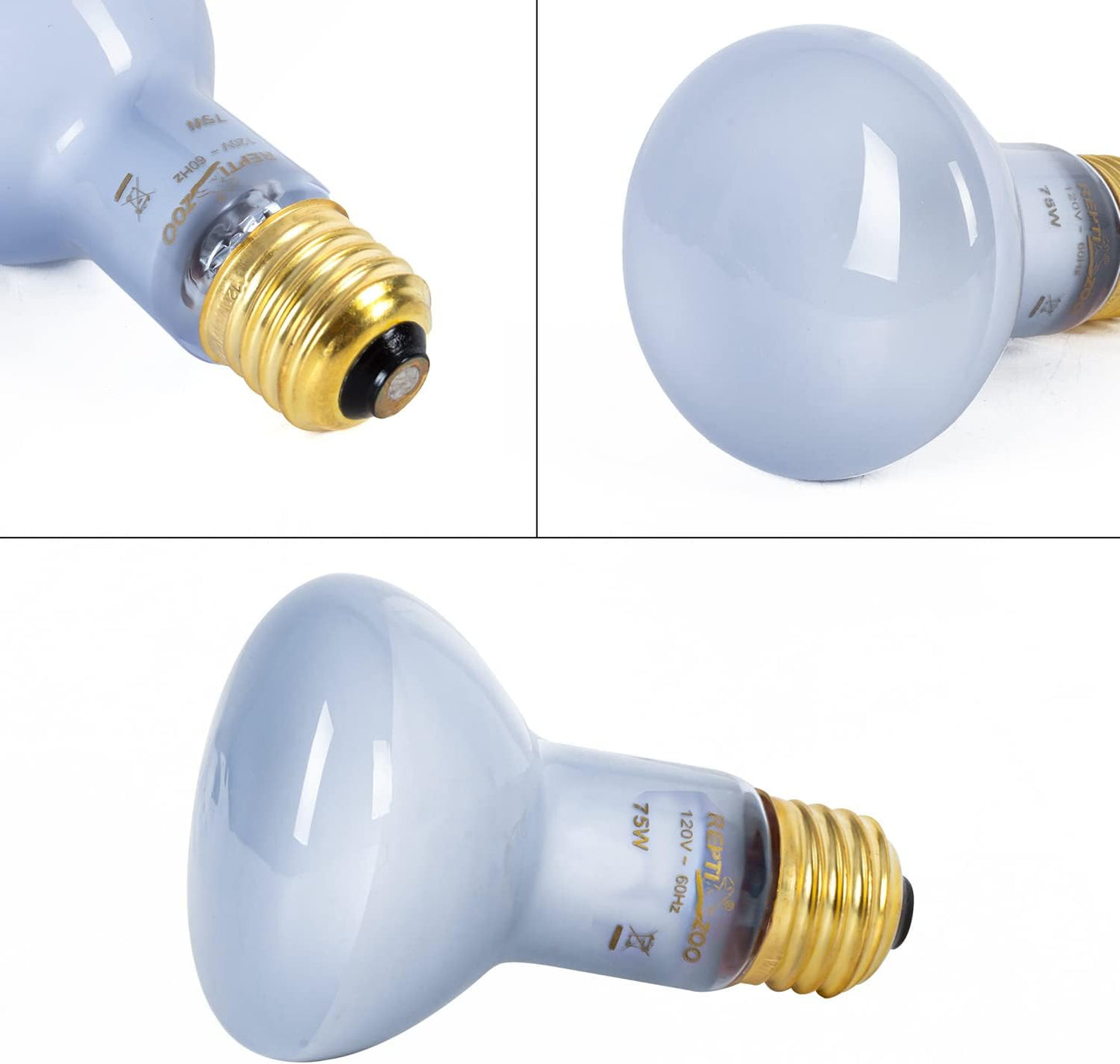 REPTI ZOO 2 Pack 75W Reptile Neodymium Daylight Basking Spot Lamp UVA Bulb Reptile Heat Lamp for Amphibian Lizard Tortoise Bearded Dragon Hedgehogs