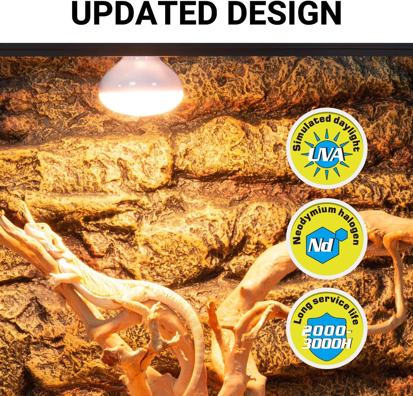 REPTI ZOO 2 Pack 75W Reptile Neodymium Daylight Basking Spot Lamp UVA Bulb Reptile Heat Lamp for Amphibian Lizard Tortoise Bearded Dragon Hedgehogs