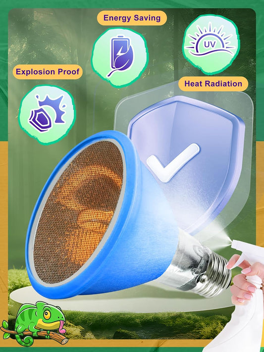 Heat Lamp Bulb, 100 Watt Infrared Heat Bulb, Non-Luminous Self-Ballasted Bulb, Deep Dome Lamp Fixture, Immediate Heat-Up, 24 Hour Heat Source for Reptiles and Amphibians