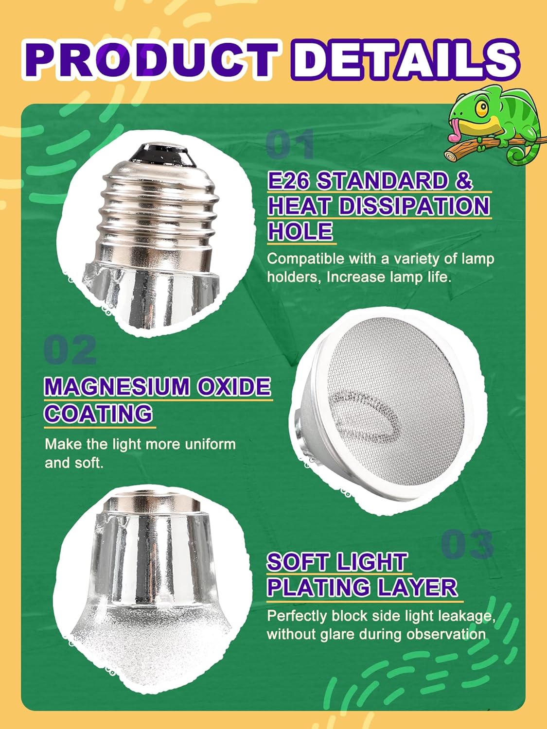 Heat Lamp Bulb, 100 Watt Infrared Heat Bulb, Non-Luminous Self-Ballasted Bulb, Deep Dome Lamp Fixture, Immediate Heat-Up, 24 Hour Heat Source for Reptiles and Amphibians