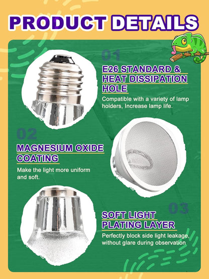 Heat Lamp Bulb, 100 Watt Infrared Heat Bulb, Non-Luminous Self-Ballasted Bulb, Deep Dome Lamp Fixture, Immediate Heat-Up, 24 Hour Heat Source for Reptiles and Amphibians