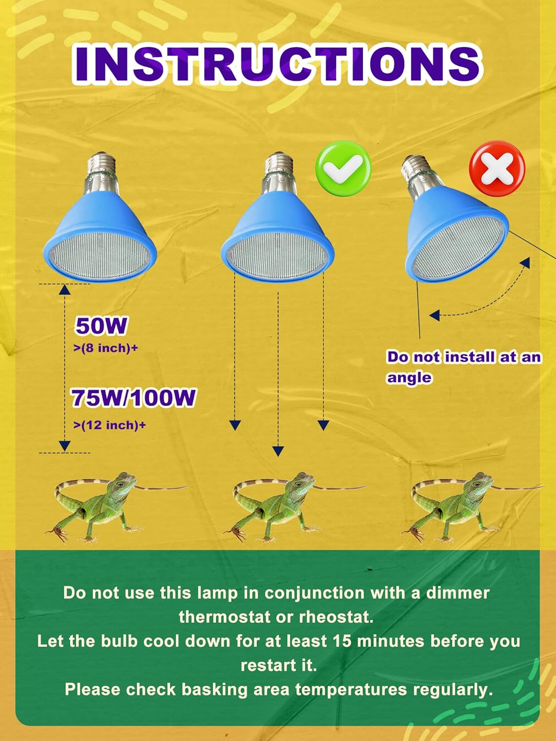 Heat Lamp Bulb, 100 Watt Infrared Heat Bulb, Non-Luminous Self-Ballasted Bulb, Deep Dome Lamp Fixture, Immediate Heat-Up, 24 Hour Heat Source for Reptiles and Amphibians