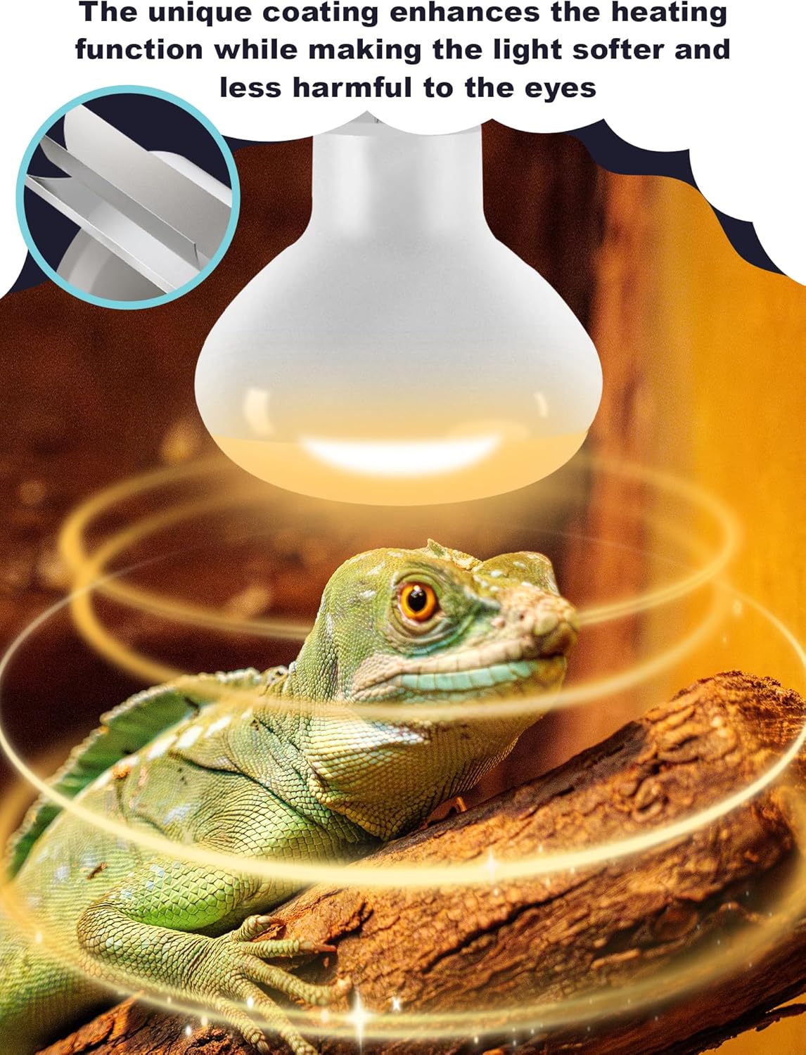 Heat Lamp Combo, 100W UVA Daylight Reptile Heat Lamp Bulb and 26W Desert 10.0 UVB Light for Reptiles, Energy Saving UVB Bulb, Infrared Basking Light for Bearded Dragon, Turtle and Lizard